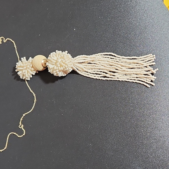 Long Thin Goldtone Chain With Beaded Ball and Dangle Costume Jewelry - Picture 1 of 3